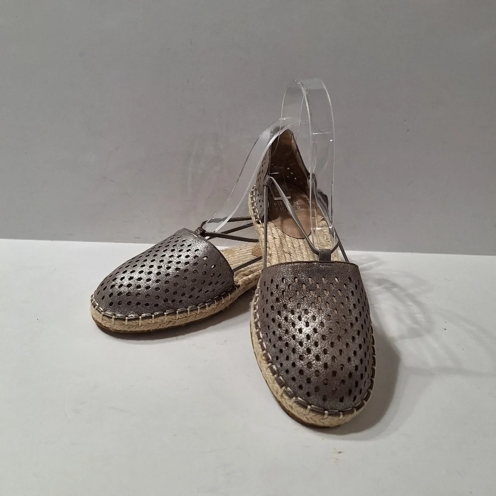 Eileen Fisher (NEW) Leather Mica Quiet Luxury Metallic Lee 2 Espadrille Shoes 6